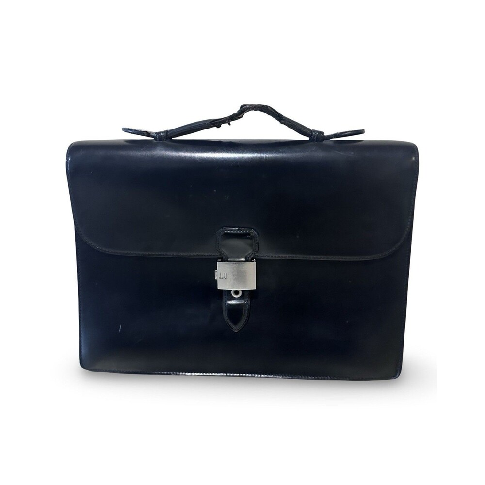 DUNHILL BLACK CALFSKIN LEATHER DOCUMENT CASE BRIEFCASE BAG 100% GENUINE ~$1550